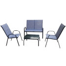 Set Mobilier de Gradina GardenLine cu Cadru Metalic - Masuta de Cafea + Banca + 2 Scaune - Gri