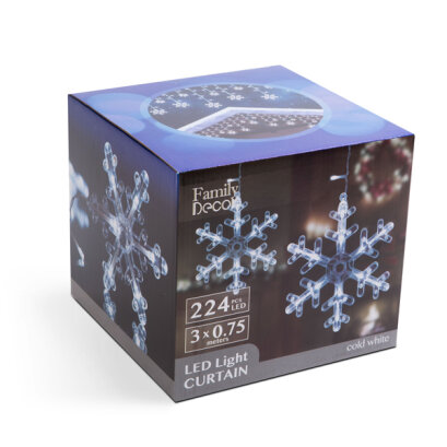 Perdea Luminoasa – Fulg de Nea – 3 x 0,75 m – 224 LED – Alb Rece – IP44