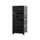 Dulap Rattan cu 4 sertare - Negru