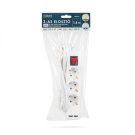 Elosztó 3-as - 3 x 1,5 mm - 1,5 m - 2 x USB-vel - kapcsolós