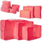 Set de organizatoare pentru călătorie, 6 piese, culoare somon