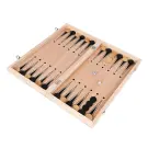 Joc 3 in 1, Sah, Table si Dame - Lemn, 30 x 30 cm
