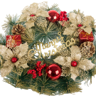 Coroană decorativă de Crăciun de 40 cm, cu ornamente colorate și mesajul Crăciun Fericit