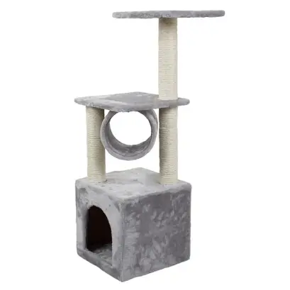 Ansamblu de zgâriat pentru pisici cu turn și locuri de odihnă, 92 cm, gri