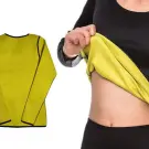 Tricou de fitness neopren pentru femei cu mâneci lungi, efect de slăbire, negru, mărimea M