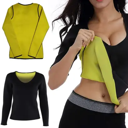 Pulover de fitness neopren cu mânecă lungă pentru femei, mărimea XL, negru