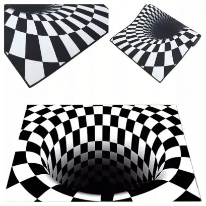 Covoraș de intrare cu iluzie optică 3D „Gaură Neagră”, 50x80 cm