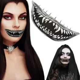 Tatuaj Temporar Halloween cu Model de Dinți de Monstru, Lavabil