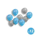 Set de baloane – Albastru-Argintiu, cu motive de Craciun – 12 buc / pachet