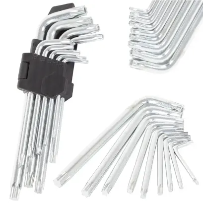 Set chei imbus și Torx L-formă, 9 bucăți, argintiu