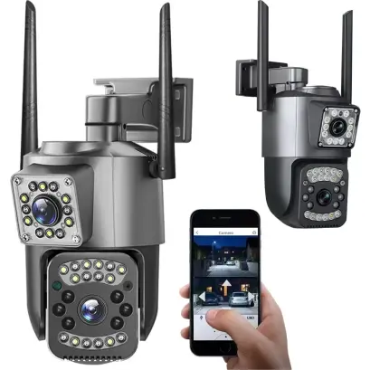 Cameră IP WiFi exterior cu 2 obiective, rotativă, 6MP, detecție mișcare