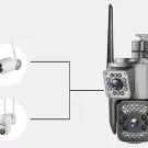 Cameră IP WiFi exterior cu 2 obiective, rotativă, 6MP, detecție mișcare