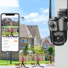 Cameră IP WiFi exterior cu 2 obiective, rotativă, 6MP, detecție mișcare