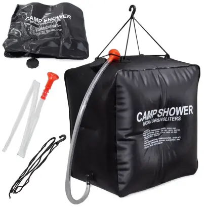 Duș camping solar 40L negru
