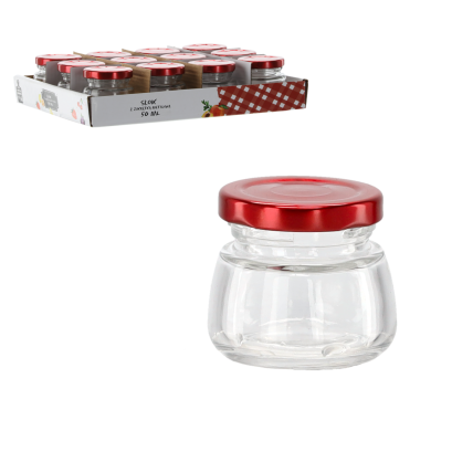 Borcan cu capac roșu 150ml (12 buc)
