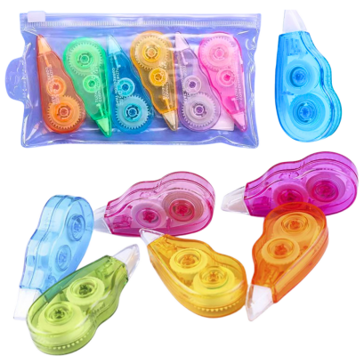 Set de 6 Corectoare cu Bandă Colorate, cu Ambalaj cu Fermoar