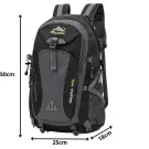 Rucsac de Drumeție 40 L – Negru, Impermeabil, cu Compartimente Multiple și Bretele Reglabile