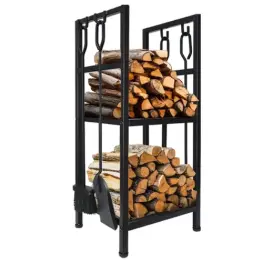 Adler 6815 – Suport pentru Lemne de Foc cu 4 Unelte pentru Șemineu, 80 kg