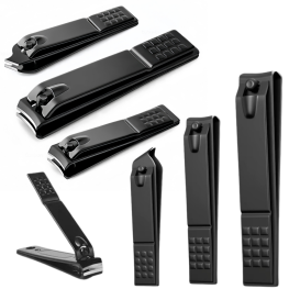 Set 3 Unghiere din Oțel Inoxidabil, Negru – Mare, Mică și Oblică, pentru Manichiură și Pedichiură